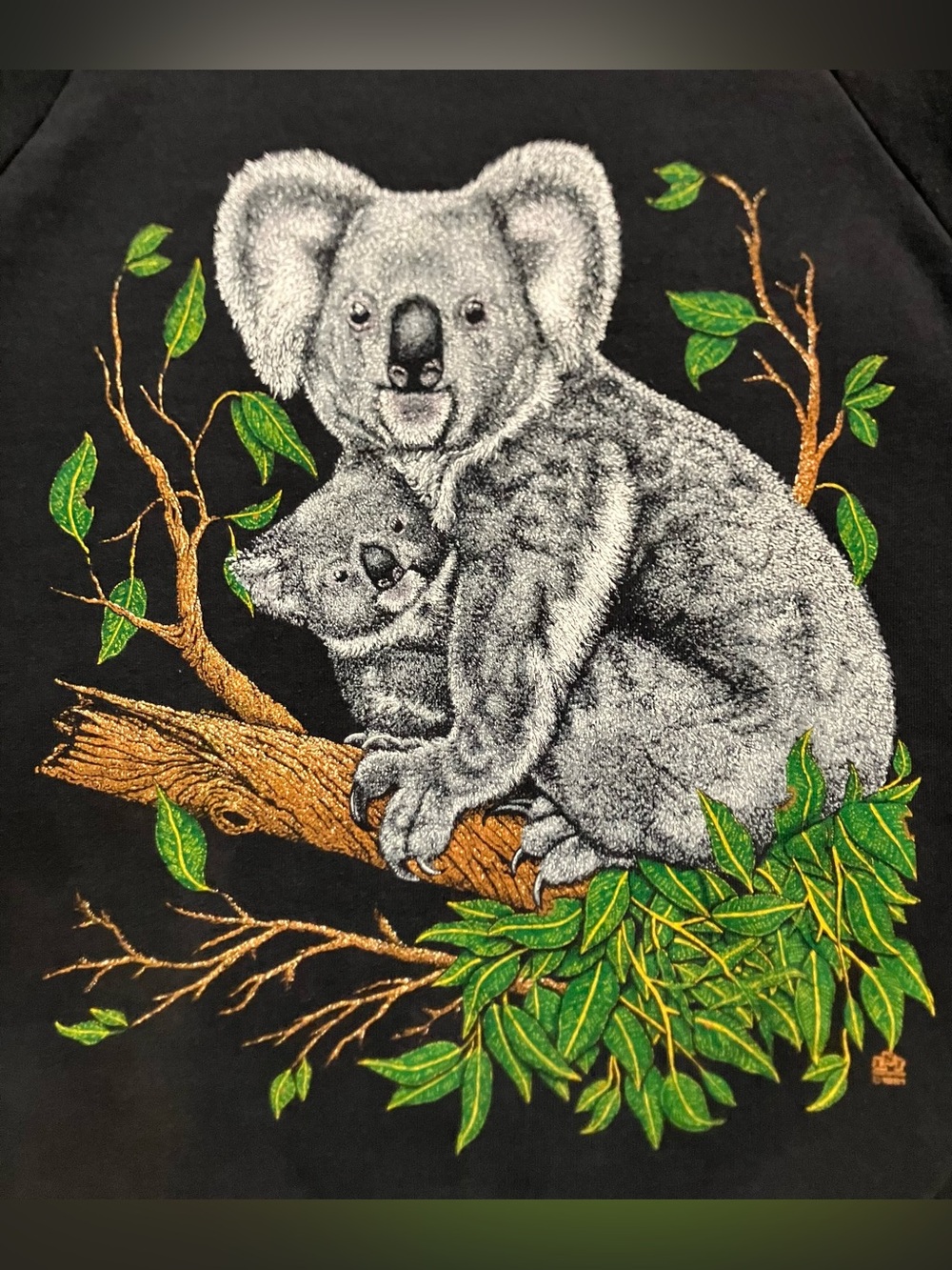 Vintage Black Koala Bears Graphic Crewneck Sweatshirt - 1980 1990 Women's Large
